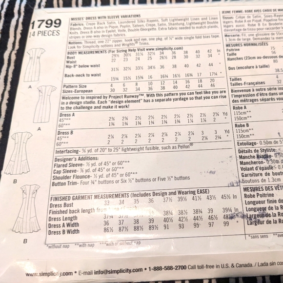Simplicity 1799 project runway inspired size P5 12,14,16,18,20 pattern only - Picture 2 of 3
